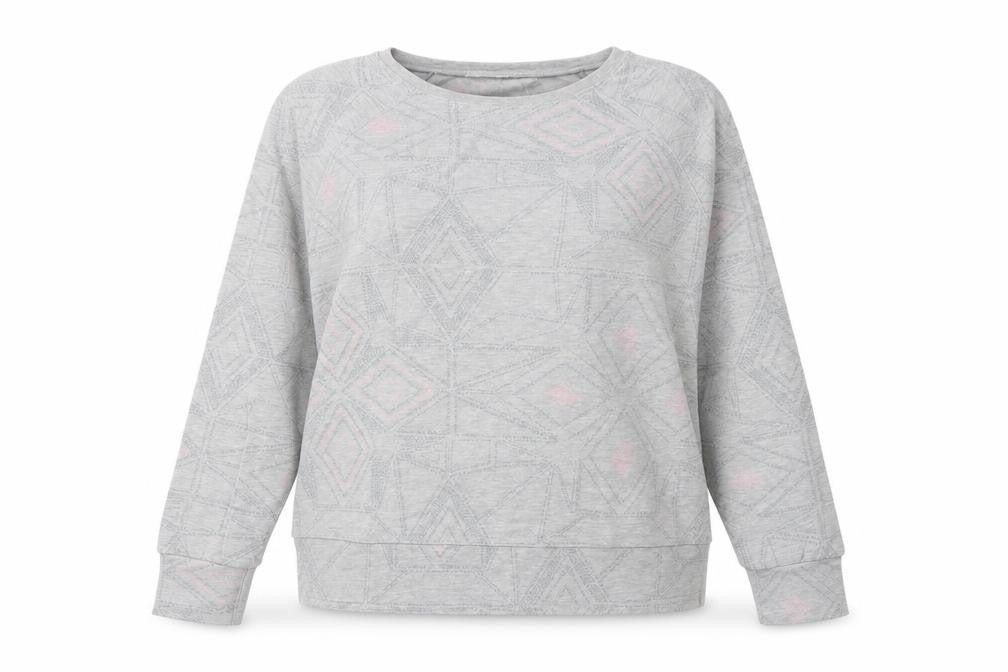 Maison De Nimes Womens Grey Geometric Cotton Pullover Sweatshirt Size 14  Pullover
