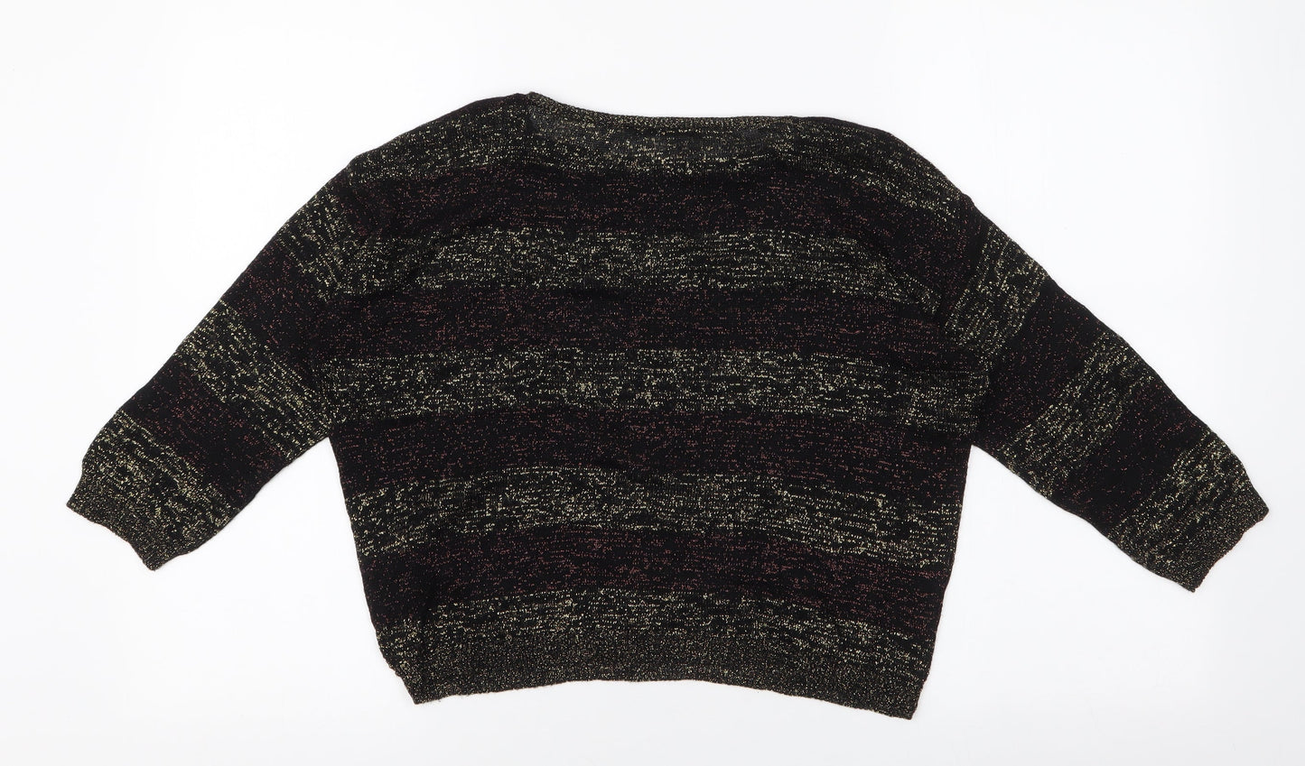 Marks and Spencer Womens Multicoloured Striped Acrylic Basic Blouse Size 8 Round Neck