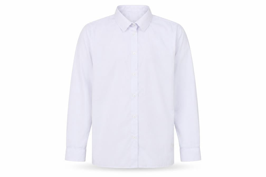 Marks & Spencer Boys White  Polyester Basic Button-Up Size 13-14 Years Collared Button