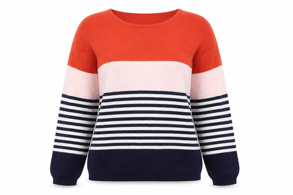 Stella Morgan Womens Multicoloured Round Neck Striped Rayon Pullover Jumper Size 12