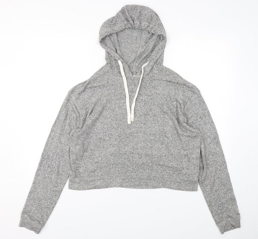 Hollister Womens Grey  Viscose Pullover Hoodie Size M  Pullover