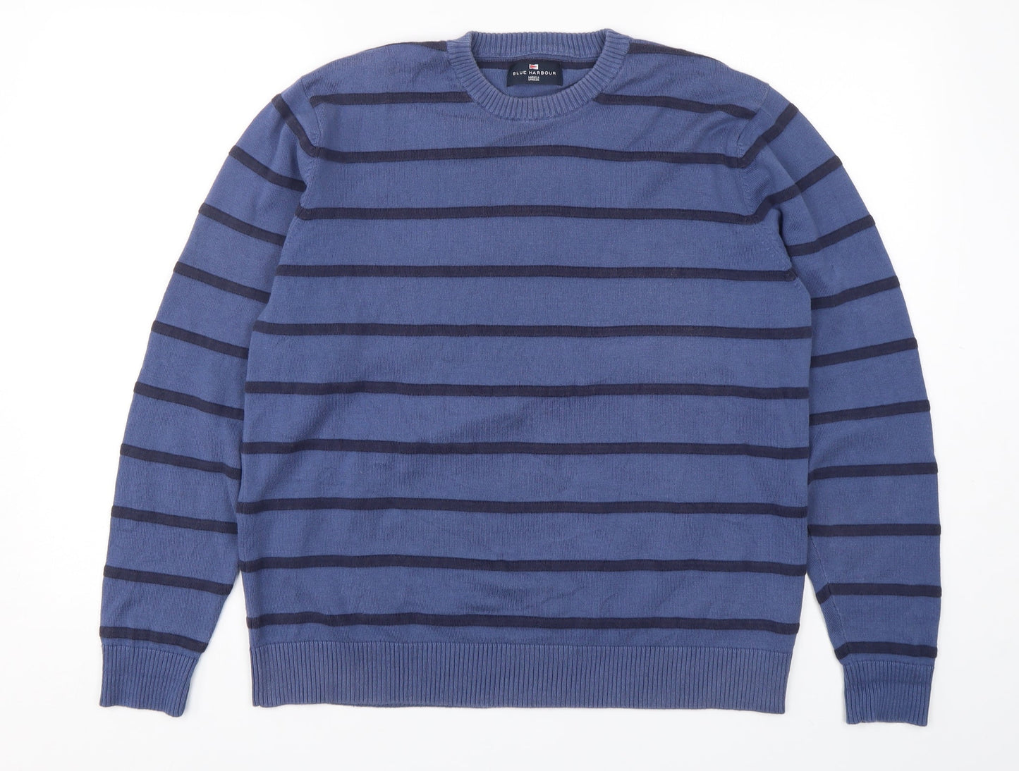 Blue Harbour Womens Blue Striped Cotton Pullover Sweatshirt Size L  Pullover