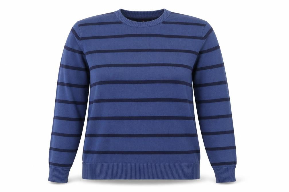Blue Harbour Womens Blue Striped Cotton Pullover Sweatshirt Size L  Pullover