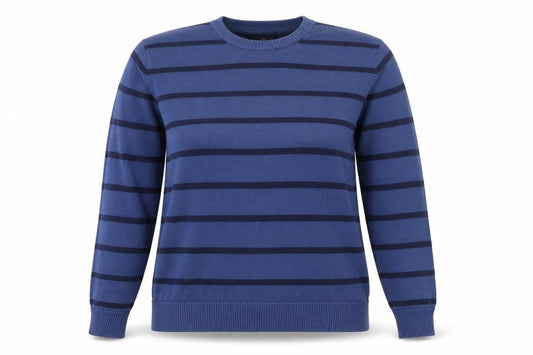 Blue Harbour Womens Blue Striped Cotton Pullover Sweatshirt Size L  Pullover