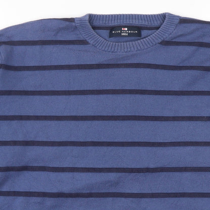 Blue Harbour Womens Blue Striped Cotton Pullover Sweatshirt Size L  Pullover