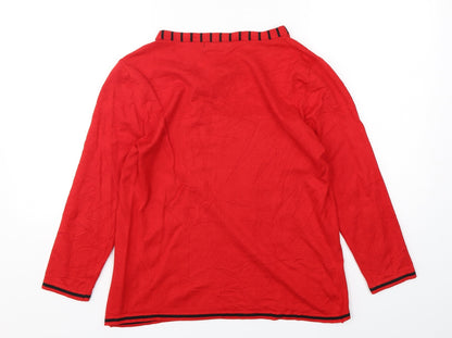 Just Elegance Womens Red Round Neck  Viscose Pullover Jumper Size M