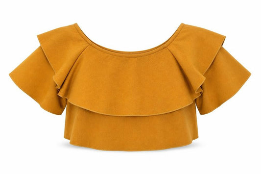 Boohoo Womens Orange  Polyester Cropped Blouse Size 6 Round Neck