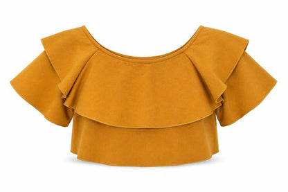 Boohoo Womens Orange  Polyester Cropped Blouse Size 6 Round Neck