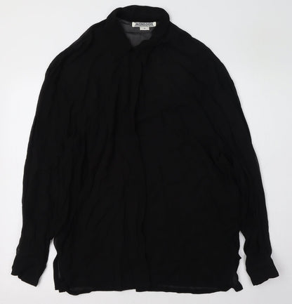 Monsoon Womens Black  Polyester Basic Button-Up Size 12 Collared