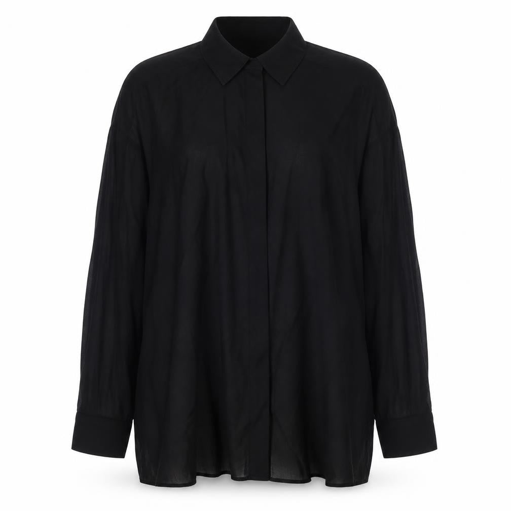Monsoon Womens Black  Polyester Basic Button-Up Size 12 Collared
