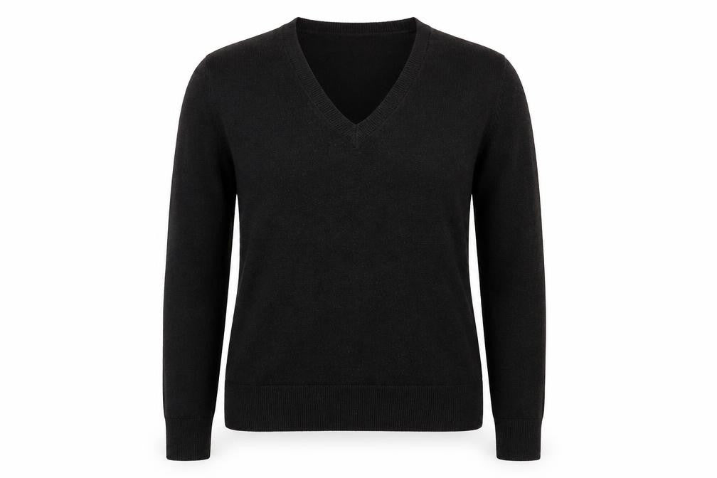 Marks & Spencer Womens Black V-Neck  Acrylic Pullover Jumper Size 12