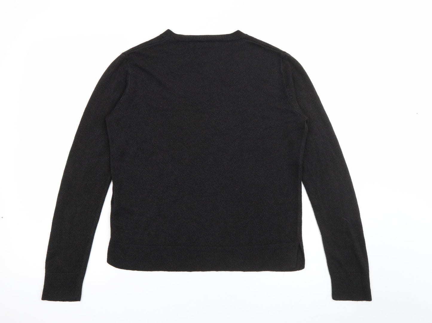 Marks and Spencer Womens Black V-Neck  Acrylic Pullover Jumper Size 12