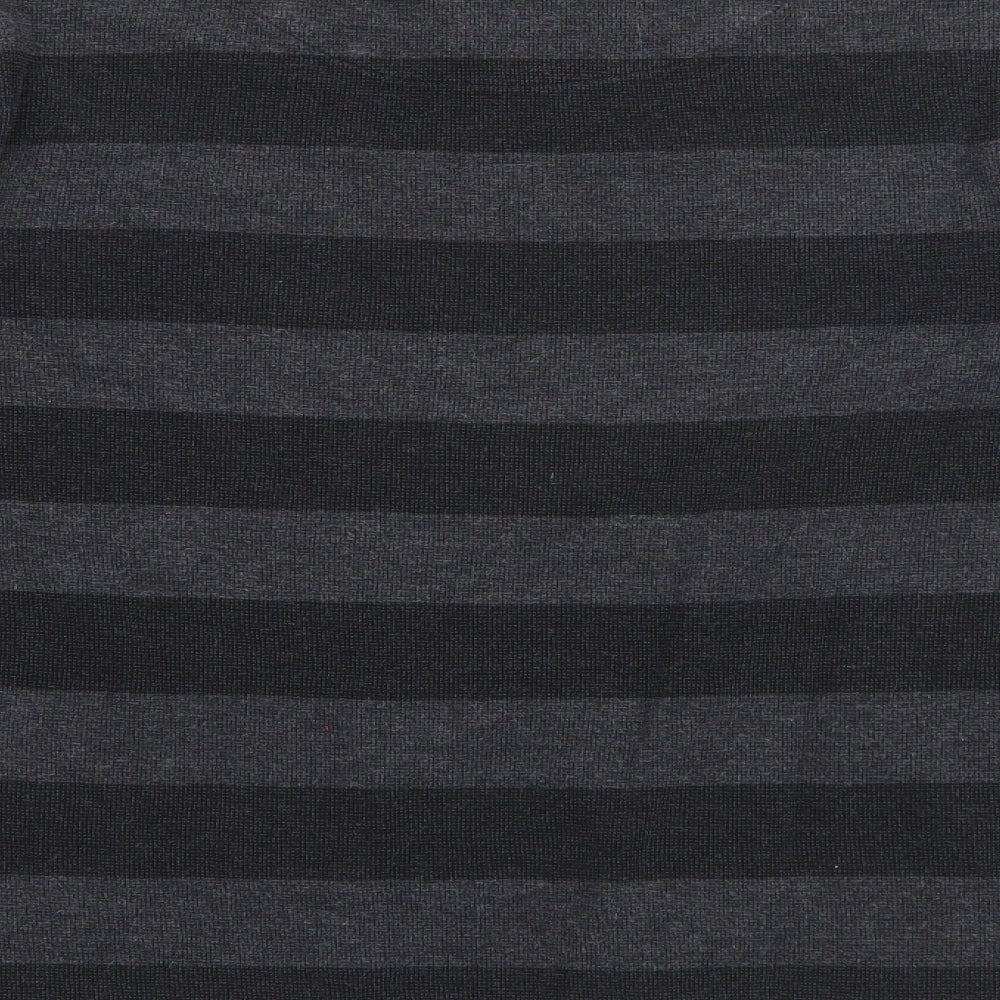 ind Womens Grey Round Neck Striped Cotton Pullover Jumper Size 14