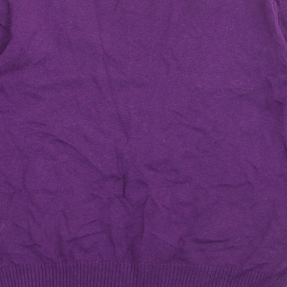 MK Womens Purple V-Neck  Cotton Pullover Jumper Size 12