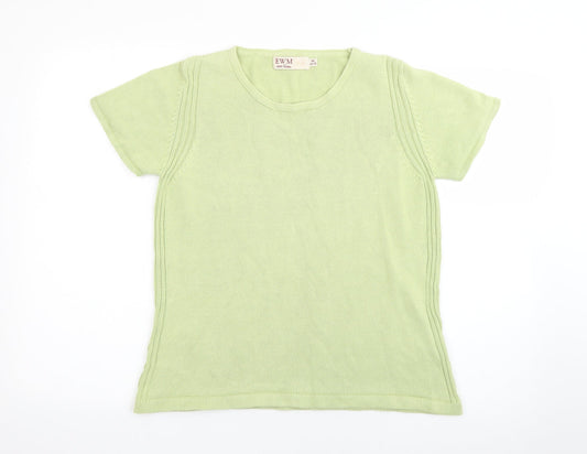EWM Womens Green Round Neck  Cotton Pullover Jumper Size M