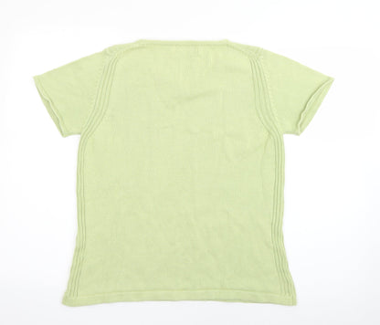 EWM Womens Green Round Neck  Cotton Pullover Jumper Size M