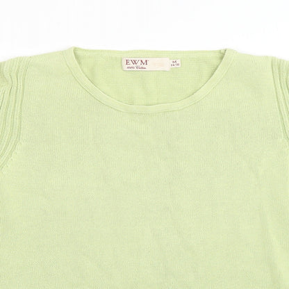 EWM Womens Green Round Neck  Cotton Pullover Jumper Size M