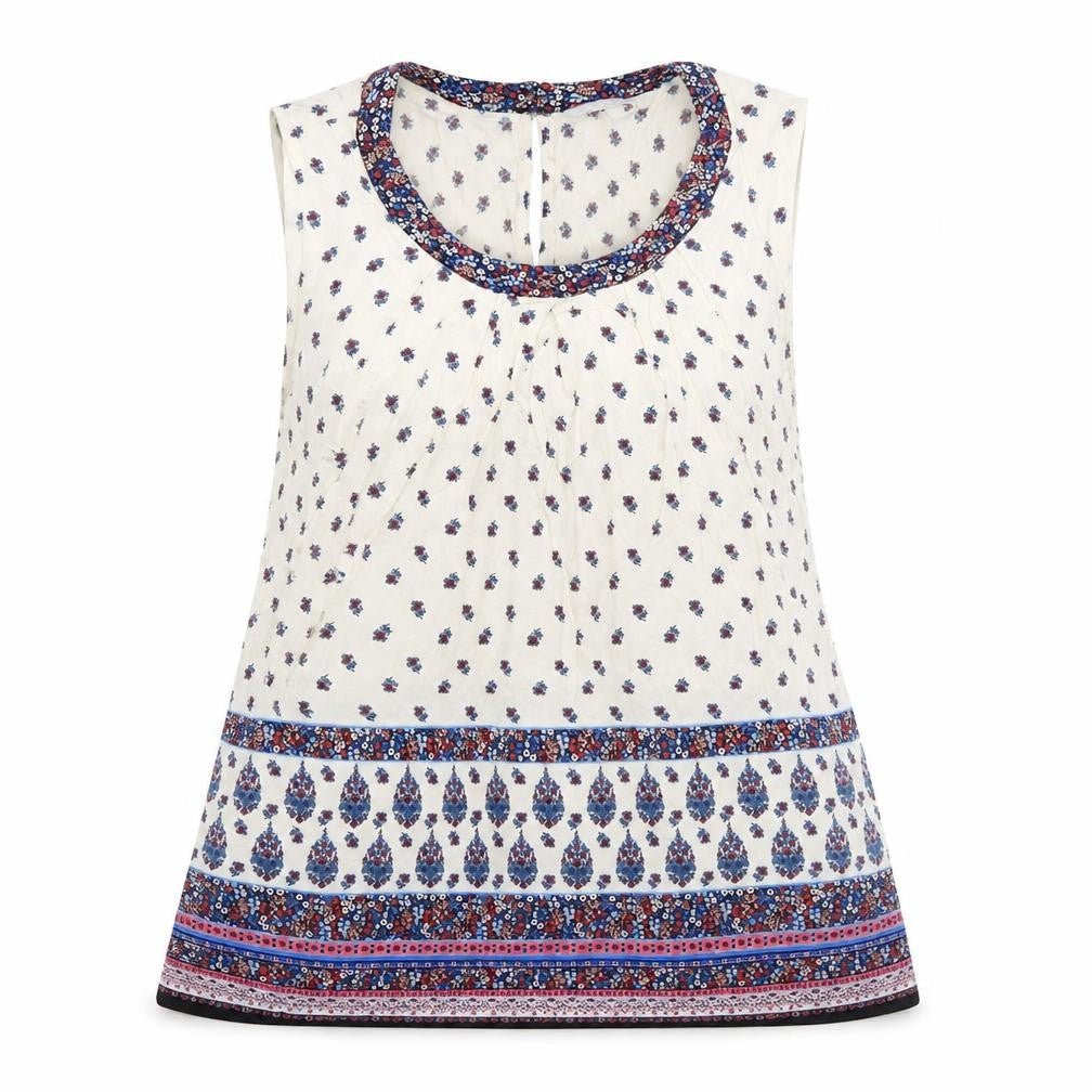 Red Herring Womens White Floral Viscose Basic Tank Size 10 Round Neck