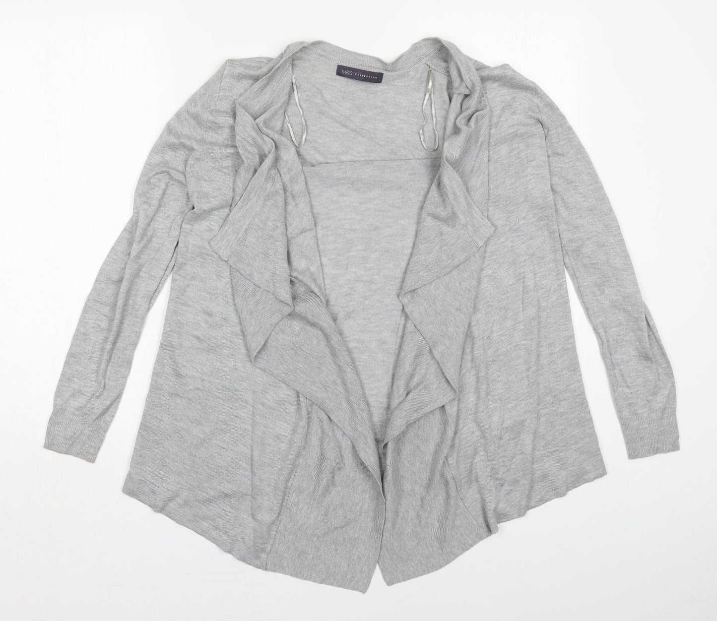 Marks and Spencer Womens Grey V-Neck  Viscose Cardigan Jumper Size M