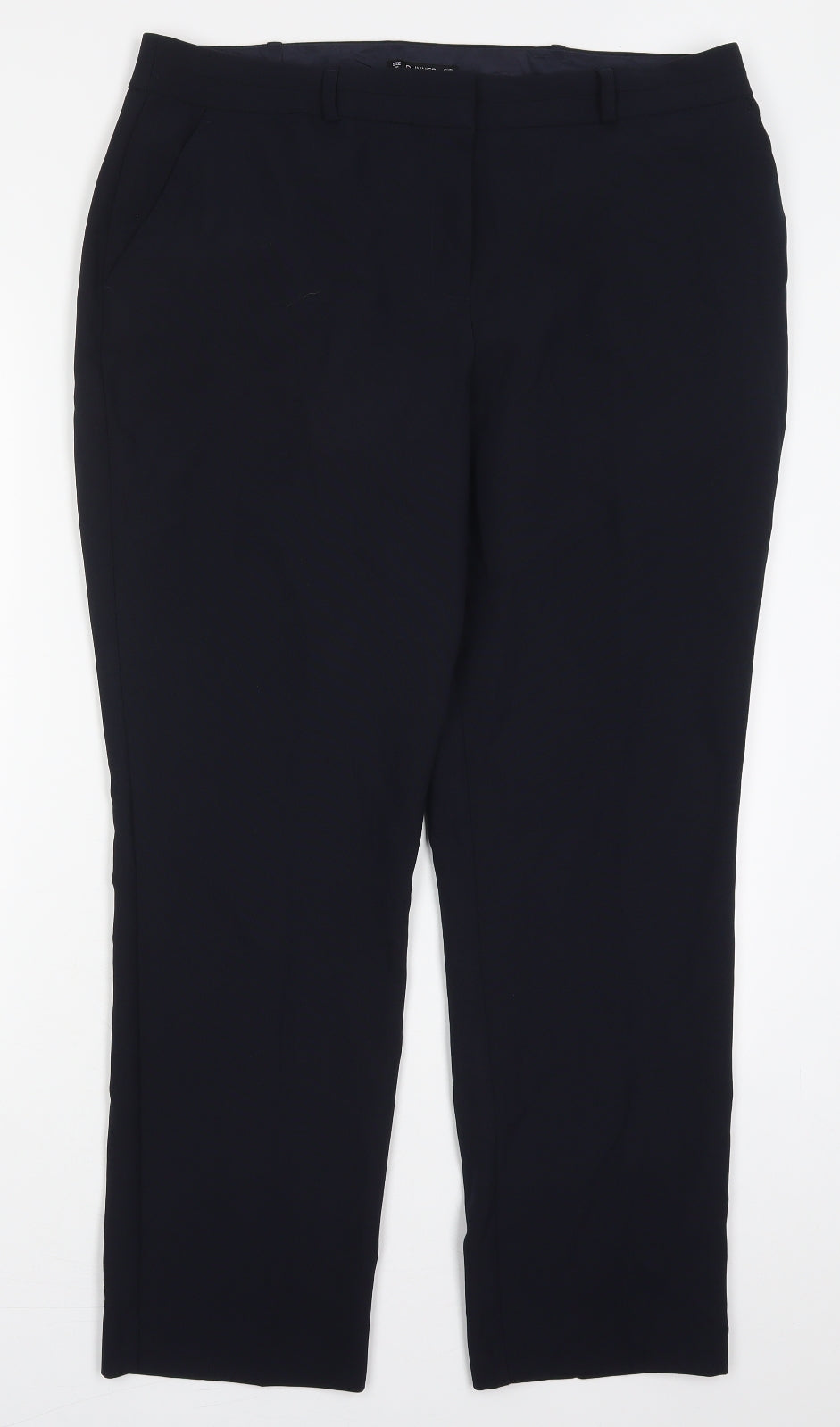 Dunnes Womens Blue  Polyester Trousers  Size 16 L28.5 in Regular Hook & Eye