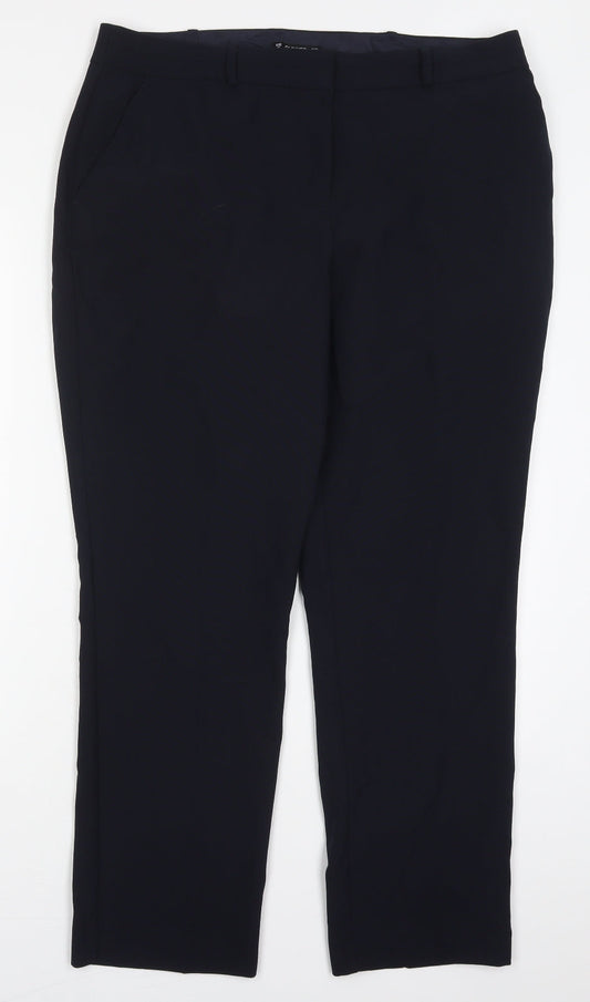 Dunnes Womens Blue  Polyester Trousers  Size 16 L28.5 in Regular Hook & Eye