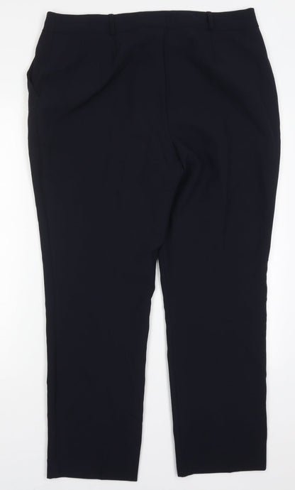 Dunnes Womens Blue  Polyester Trousers  Size 16 L28.5 in Regular Hook & Eye