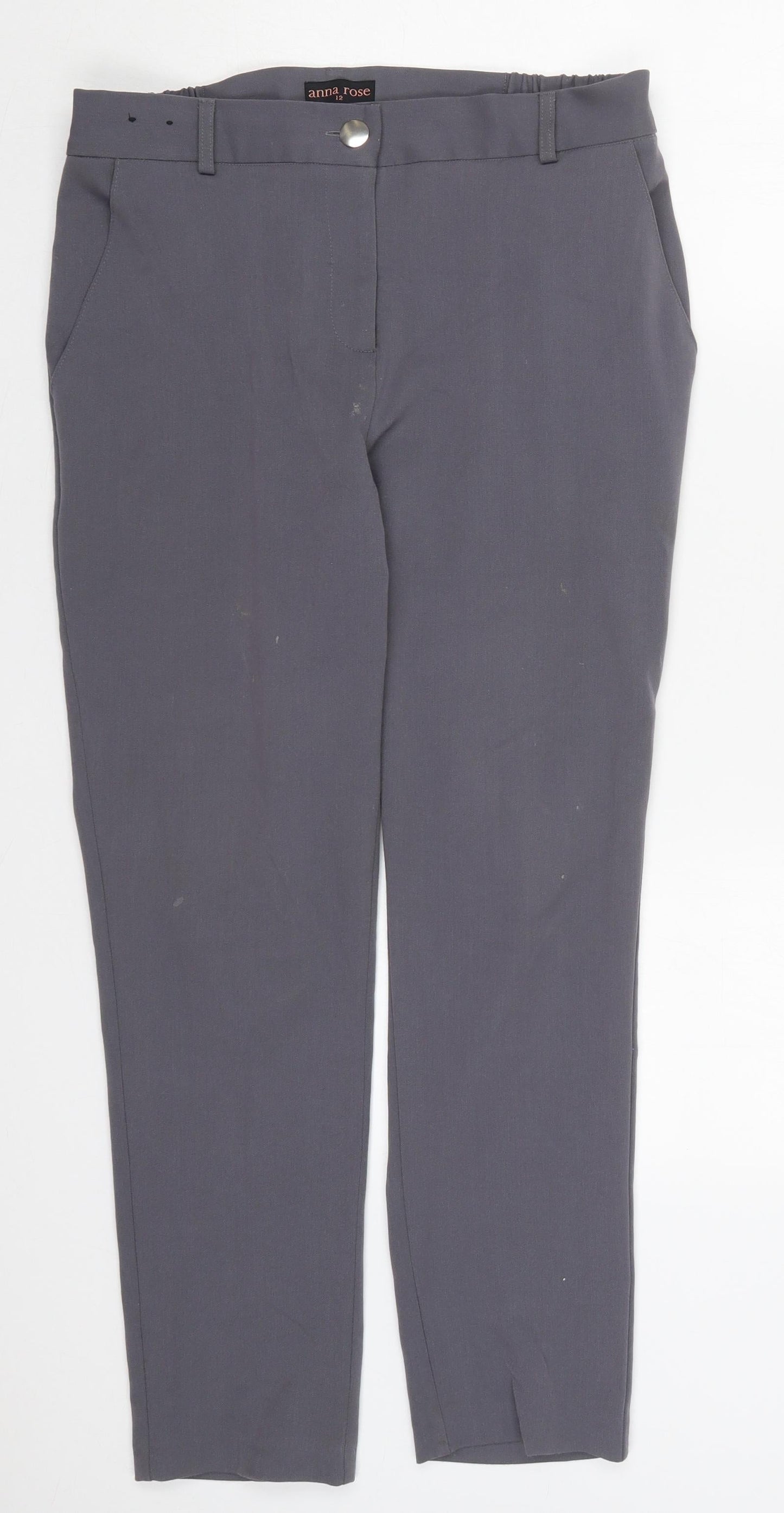 Anna Rose Womens Grey  Polyester Trousers  Size 12 L27 in Regular Button