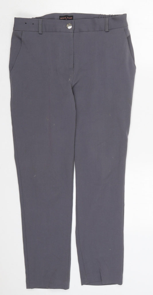 Anna Rose Womens Grey  Polyester Trousers  Size 12 L27 in Regular Button