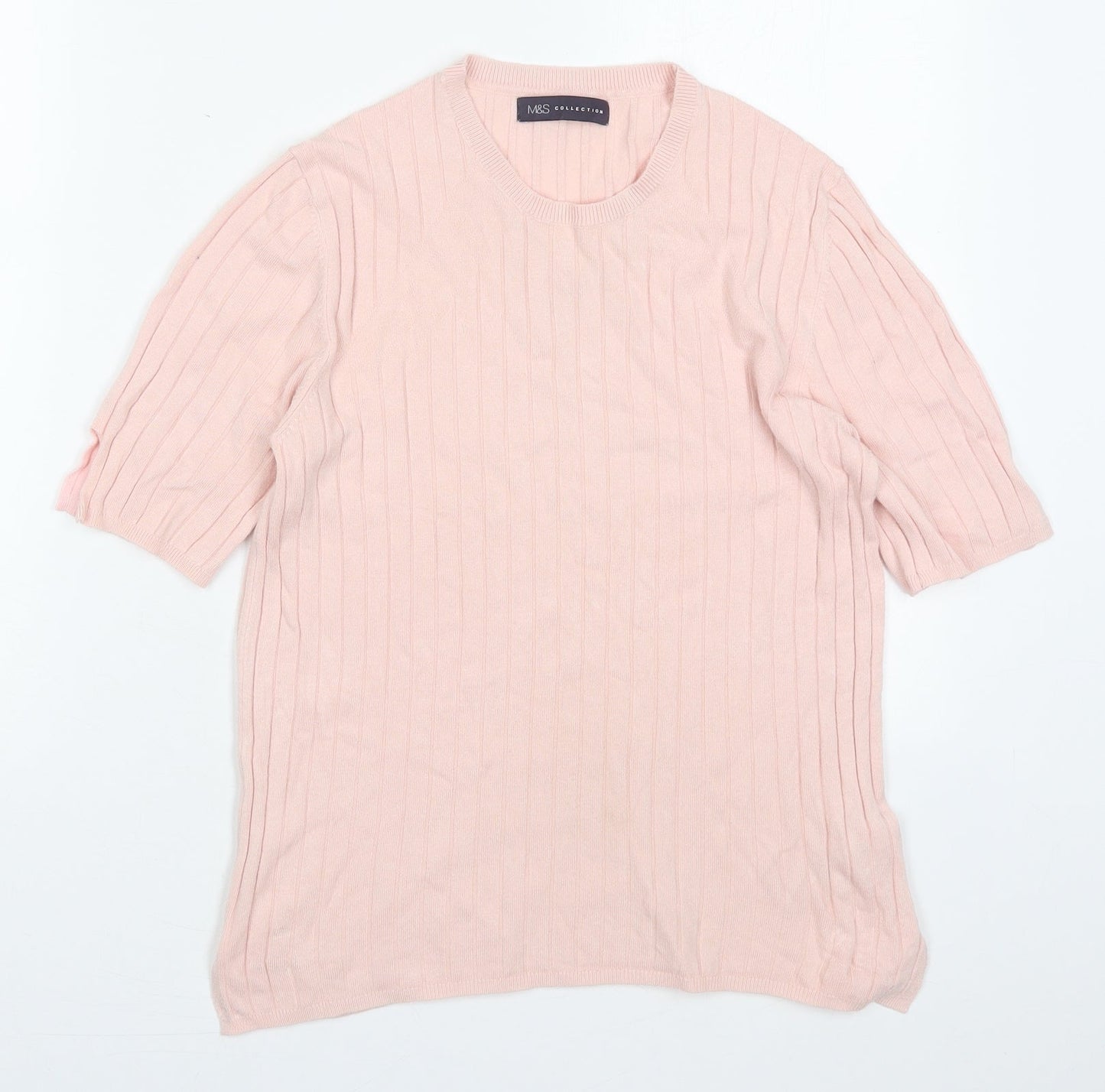Marks and Spencer Womens Pink Crew Neck  Viscose Pullover Jumper Size 14