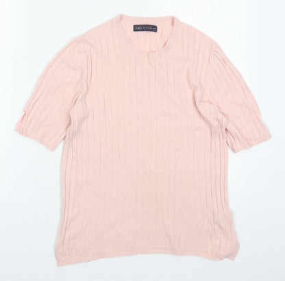 Marks & Spencer Womens Pink Crew Neck  Viscose Pullover Jumper Size 14