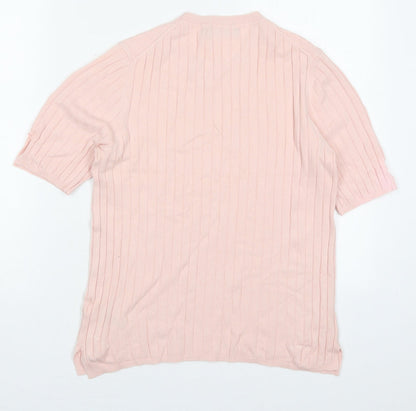 Marks & Spencer Womens Pink Crew Neck  Viscose Pullover Jumper Size 14