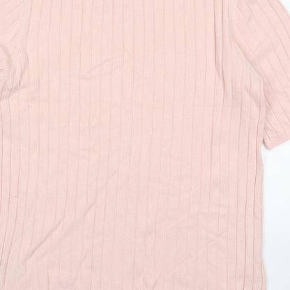 Marks & Spencer Womens Pink Crew Neck  Viscose Pullover Jumper Size 14