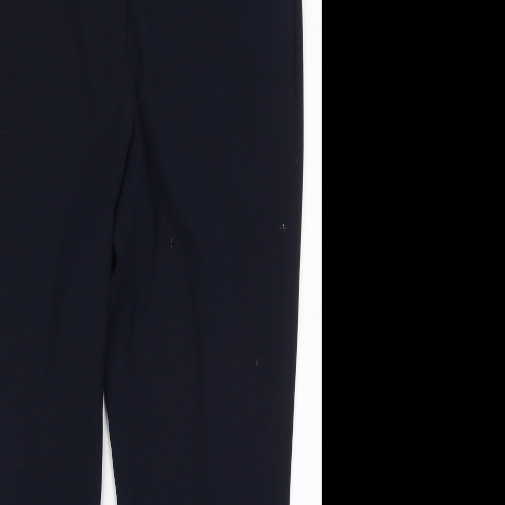 Marks and Spencer Womens Blue  Polyester Trousers  Size 14 L26 in Regular Hook & Eye