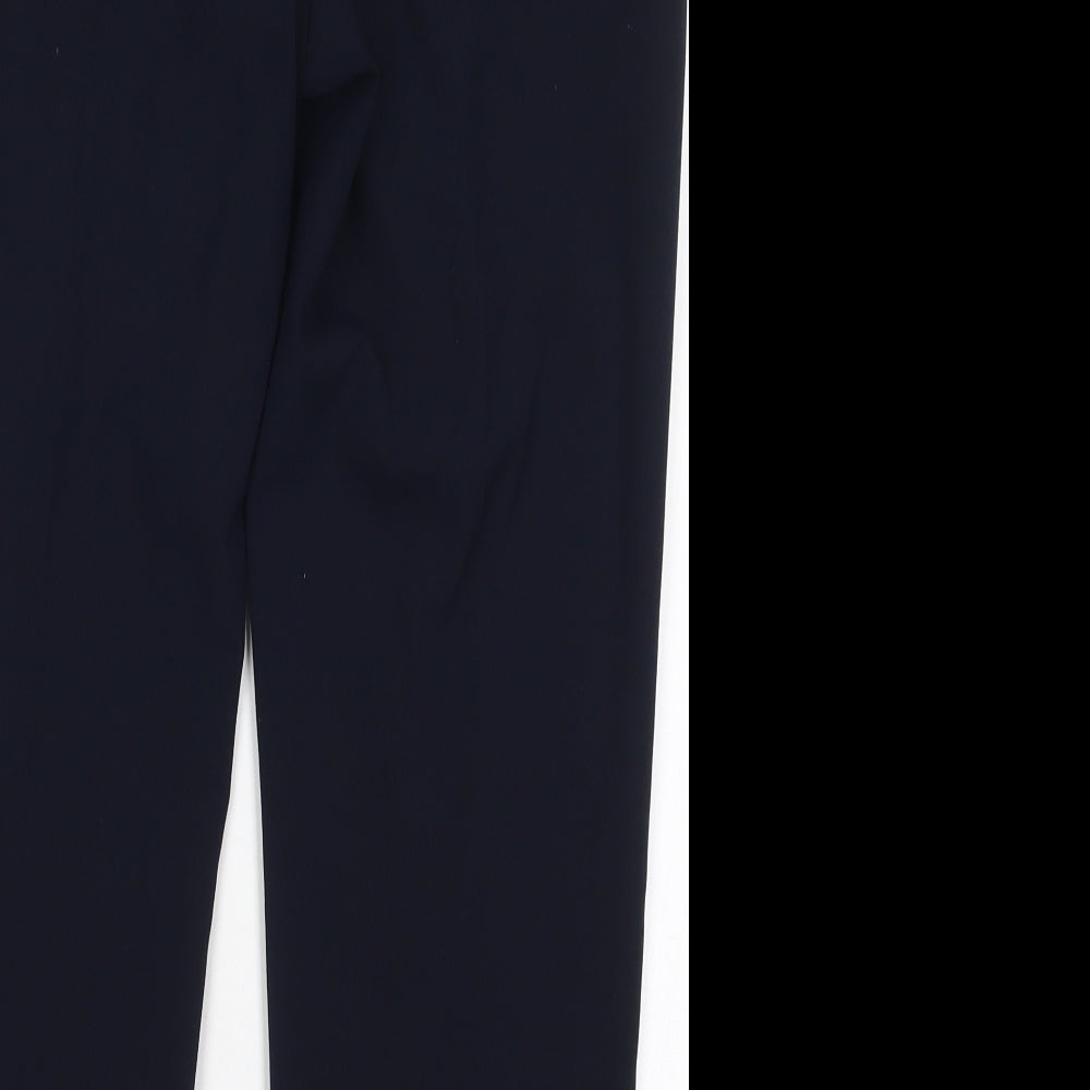 Marks and Spencer Womens Blue  Polyester Trousers  Size 14 L26 in Regular Hook & Eye