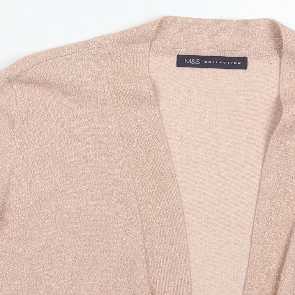 Marks and Spencer Womens Pink V-Neck  Viscose Cardigan Jumper Size 14