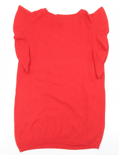 Dorothy Perkins Womens Red Round Neck  Viscose Pullover Jumper Size 10