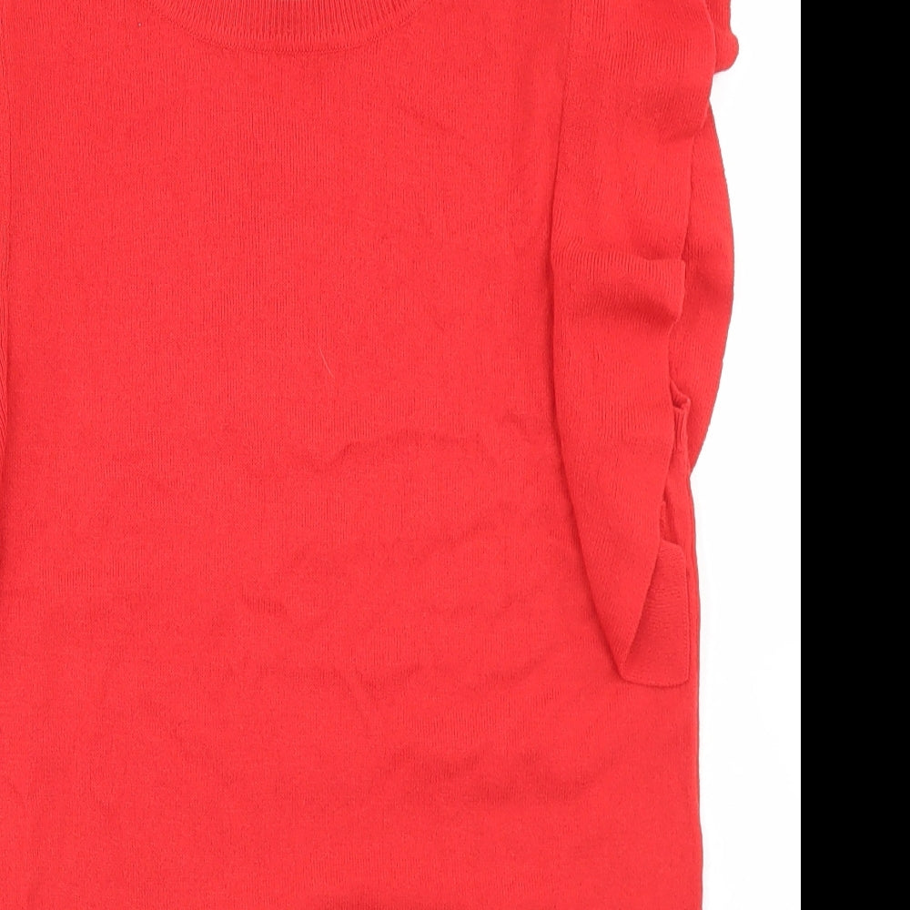 Dorothy Perkins Womens Red Round Neck  Viscose Pullover Jumper Size 10