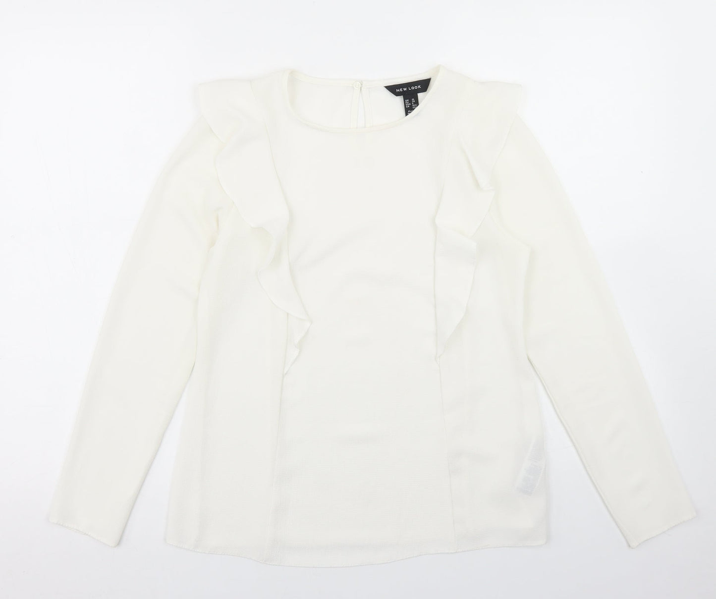 New Look Womens Ivory  Polyester Basic Blouse Size 10 Round Neck