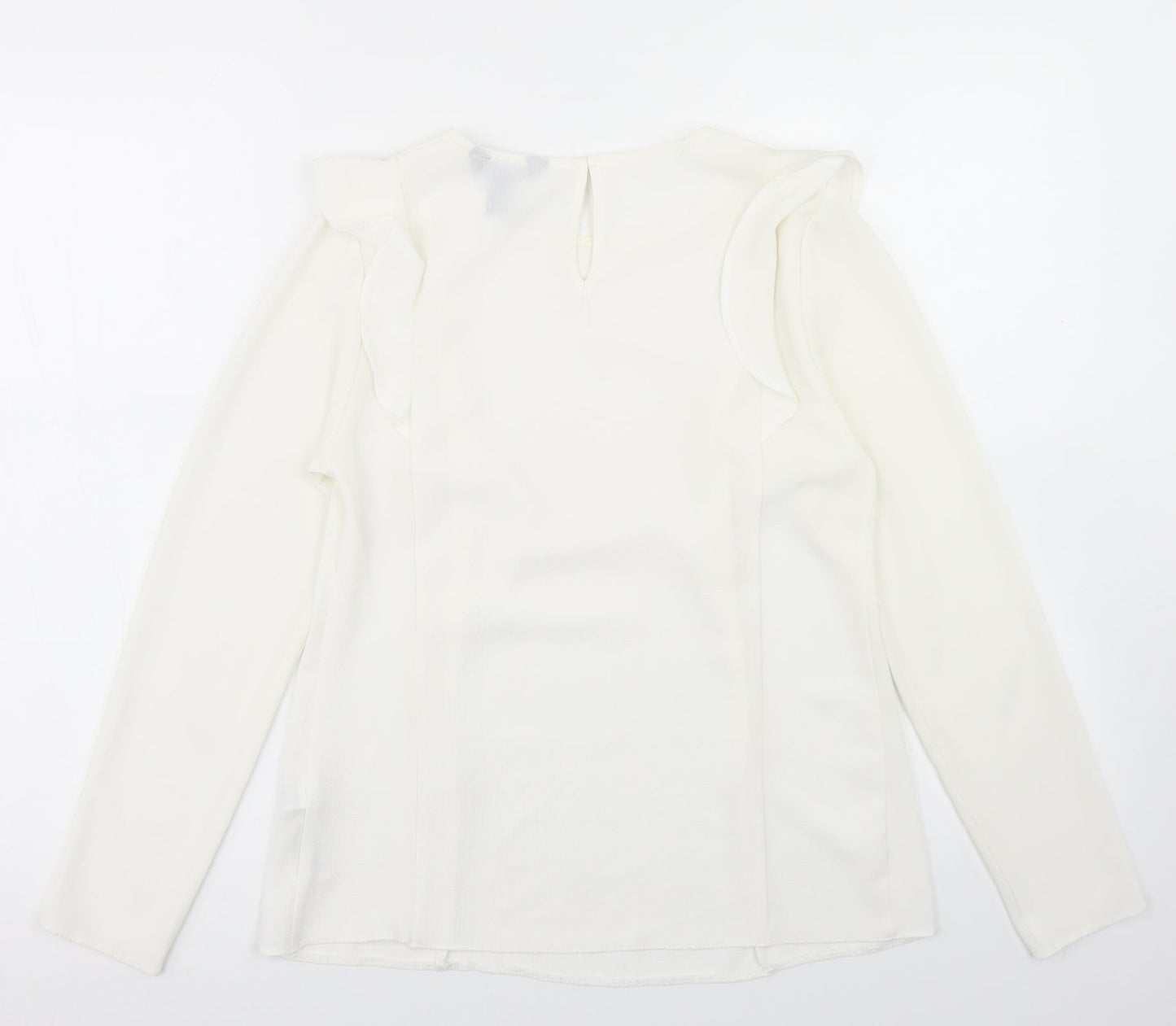 New Look Womens Ivory  Polyester Basic Blouse Size 10 Round Neck