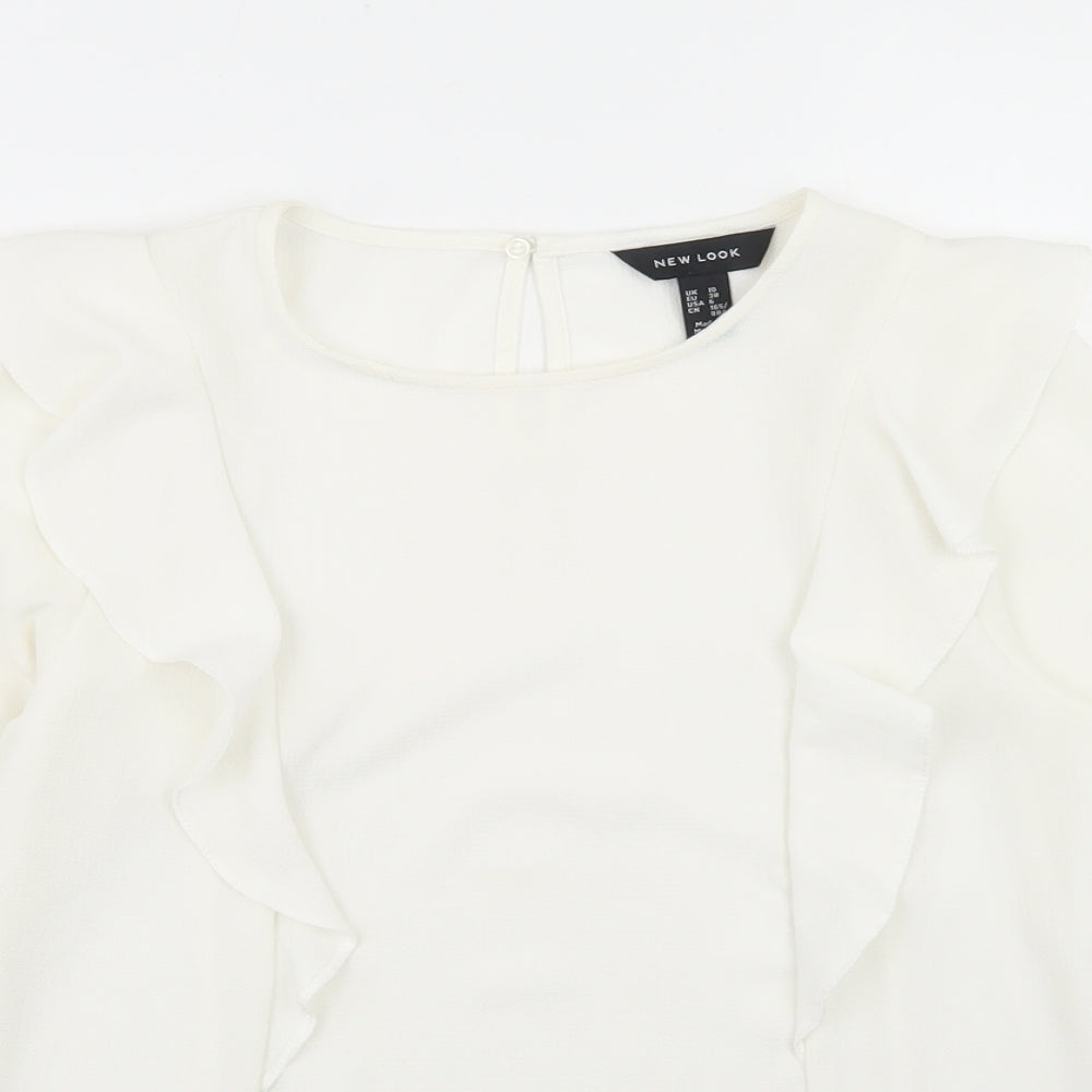 New Look Womens Ivory  Polyester Basic Blouse Size 10 Round Neck