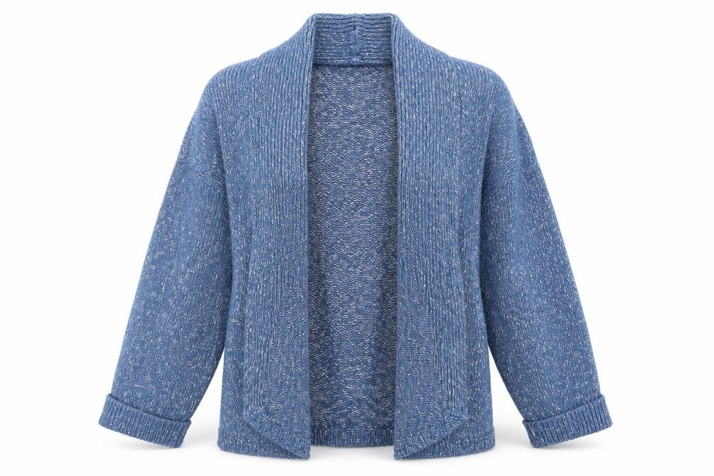 M&Co Womens Blue Collared  Acrylic Cardigan Jumper Size 14