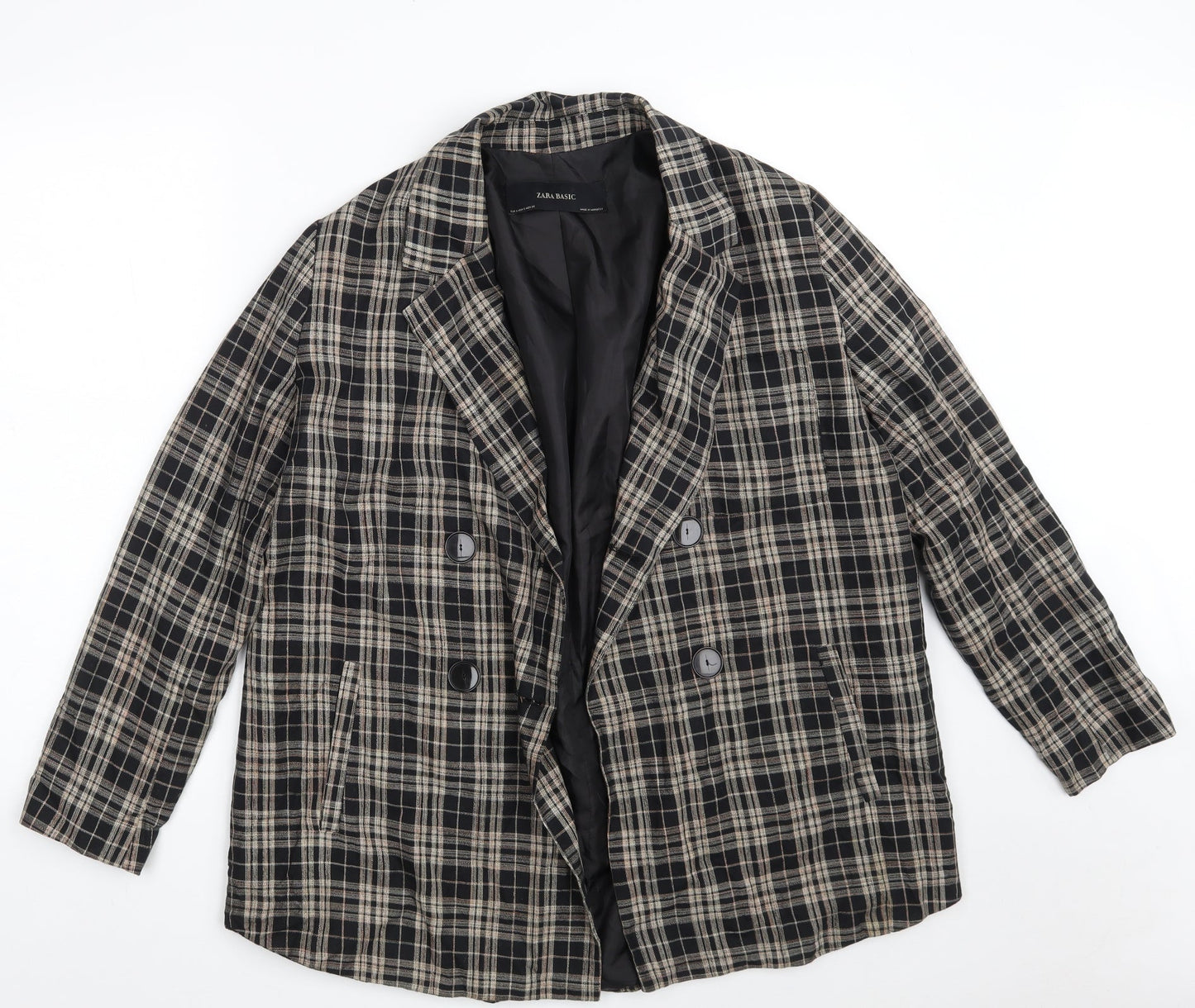 Zara Womens Black Check  Jacket  Size S  Button