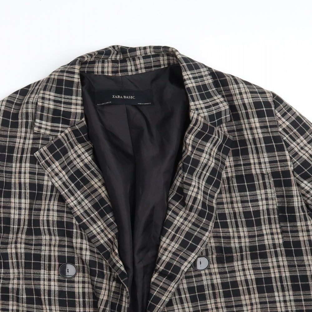 Zara Womens Black Check  Jacket  Size S  Button