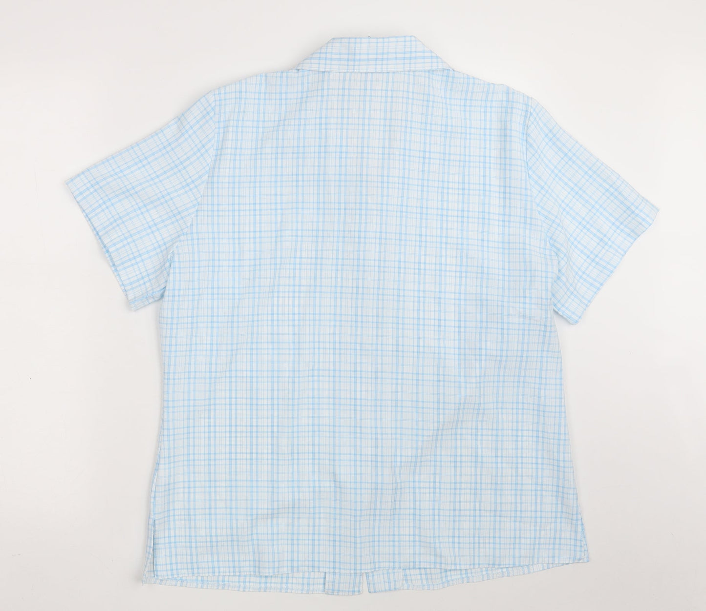 Emma Collection Womens Blue Check Polyester Basic Button-Up Size 18 Collared