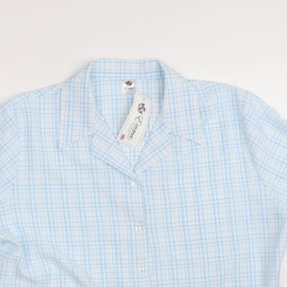 Preloved Emma Collection Womens Blue Check Polyester Basic Button-Up Size 18 Collared - Detail