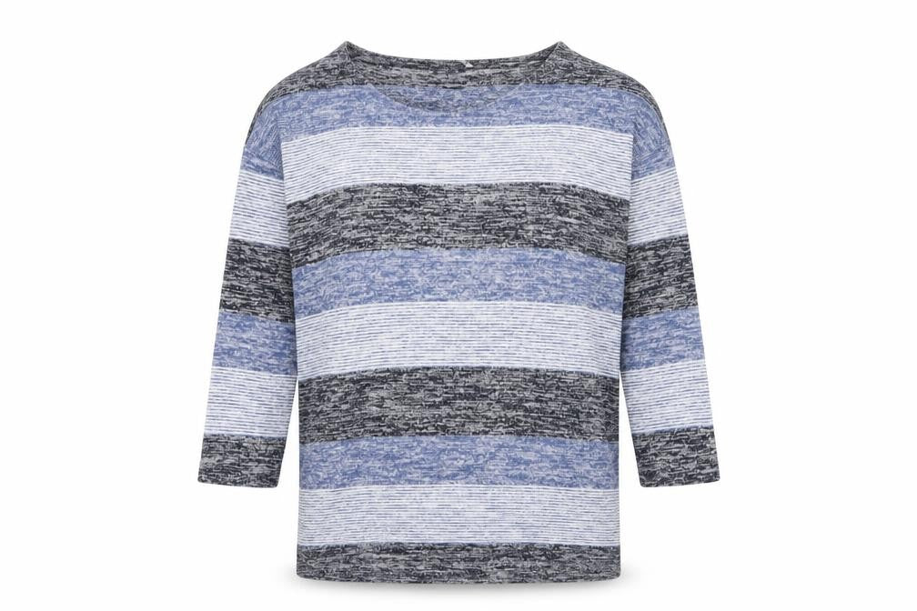 TU Womens Blue Round Neck Striped Polyester Pullover Jumper Size 10