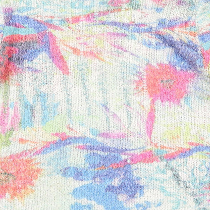Casamia Womens Multicoloured V-Neck Floral Acrylic Pullover Jumper Size S