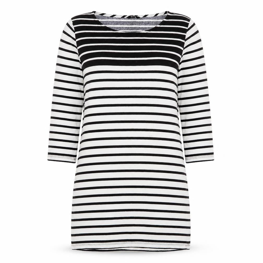 F&F Womens White Round Neck Striped Polyester Pullover Jumper Size 12
