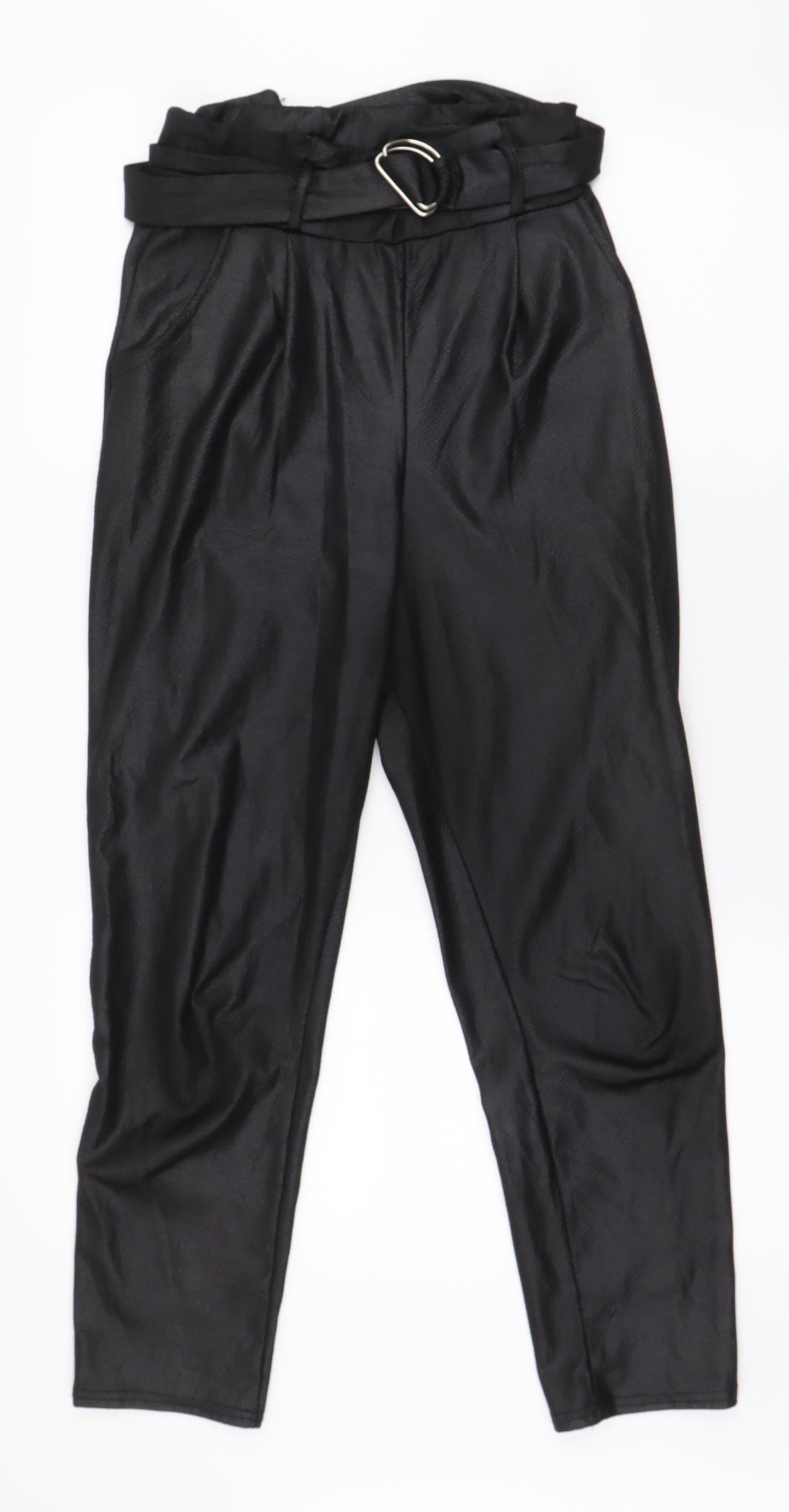PRETTYLITTLETHING Womens Black  Polyester Dress Pants Trousers Size 8 L25 in Regular Buckle