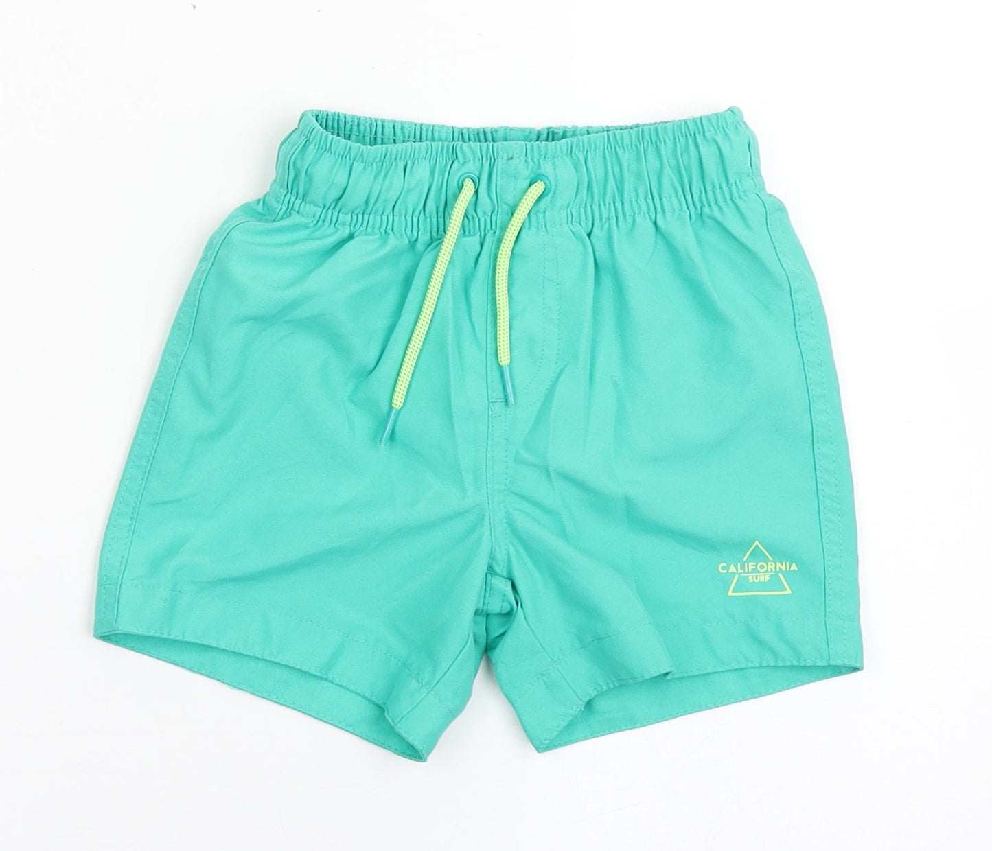 Primark Boys Green  100% Polyester Compression Shorts Size 2-3 Years  Regular Drawstring